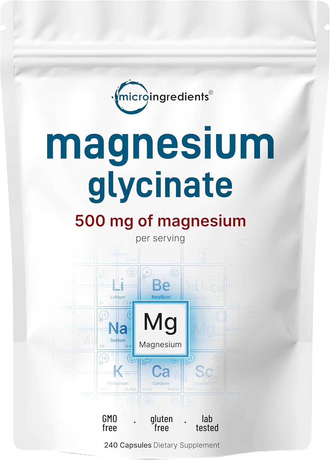 Magnesium Glycinate 500Mg per Serving, 240 Capsules |100% Chelated, High Absorption | Healthy Muscle, Bones, & Mood Support Supplement | Non-Gmo