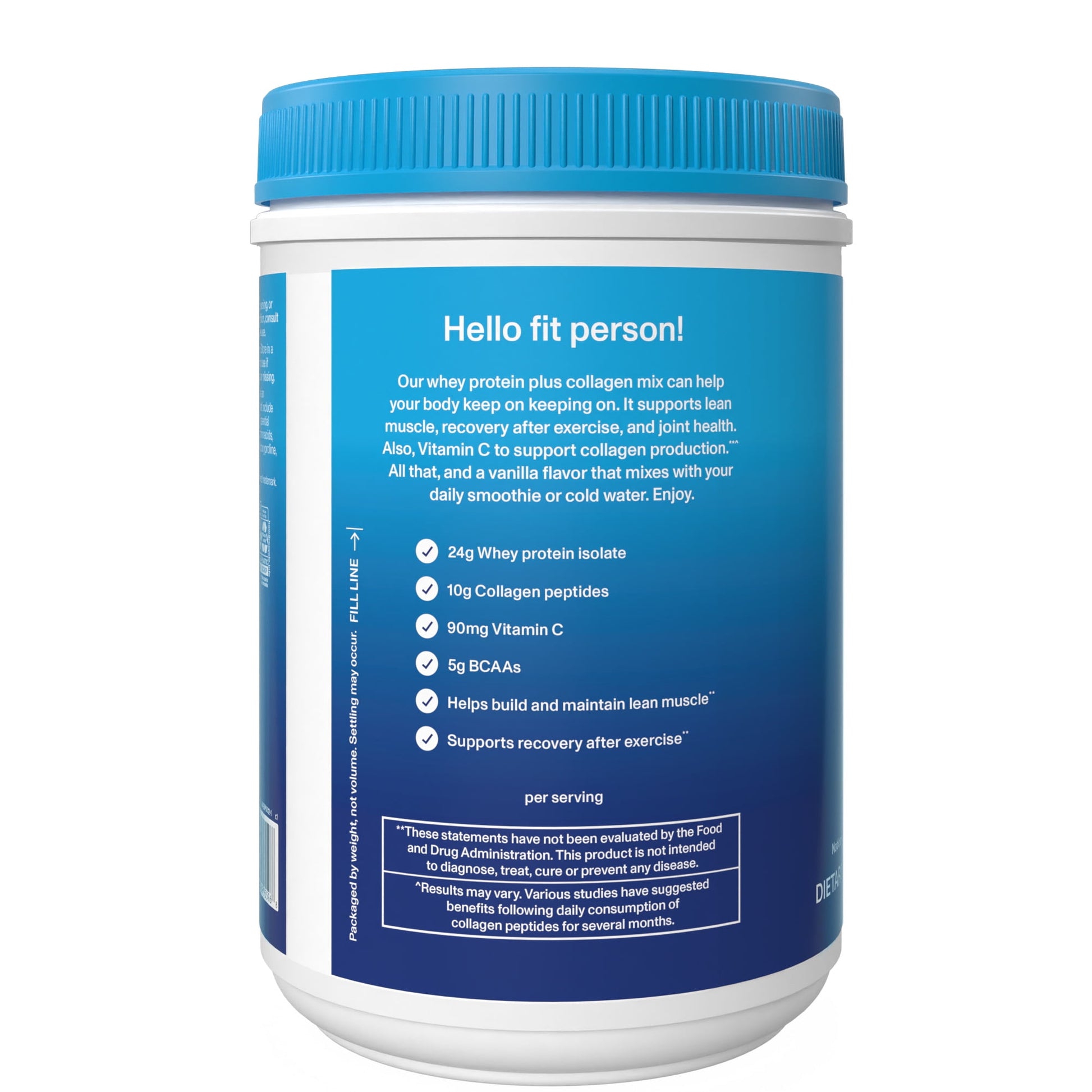 Vanilla Whey Protein & Collagen Peptides Powder - Joint Support Dietary Supplement, 21.7oz