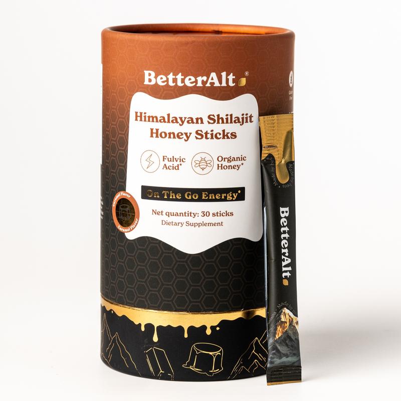 Betteralt GOLD+ Shilajit Honey Sticks | Lab-Tested | Helps Improve Energy & Stamina | 30 Shilajit Honey Packs | Dietary Supplement Healthcare Vitamin