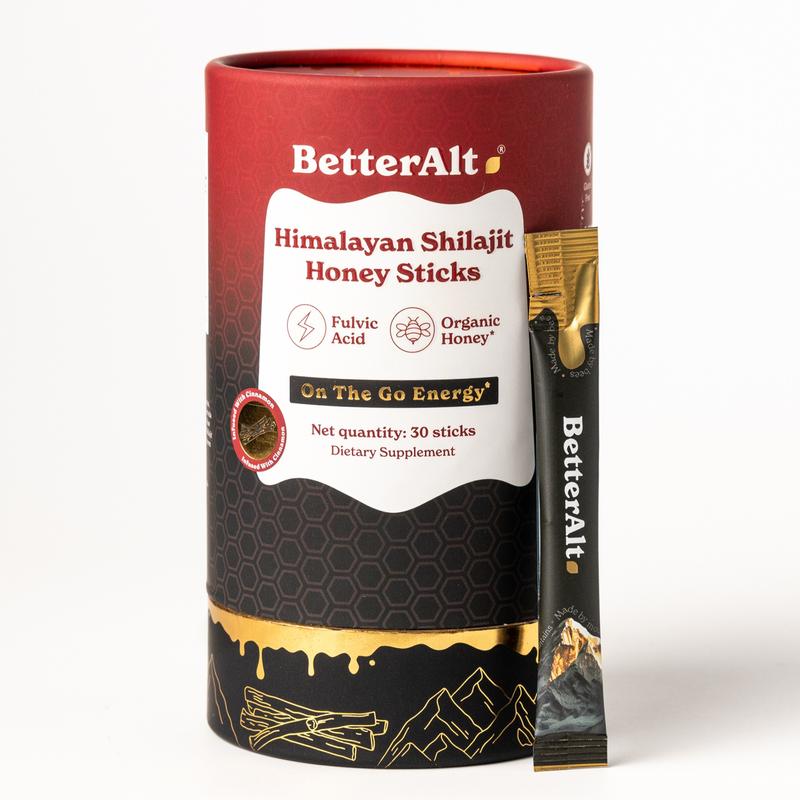 Betteralt GOLD+ Shilajit Honey Sticks | Lab-Tested | Helps Improve Energy & Stamina | 30 Shilajit Honey Packs | Dietary Supplement Healthcare Vitamin