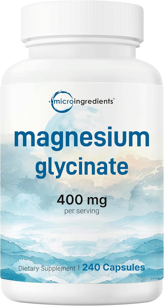 Magnesium Glycinate 400Mg per Serving, 240 Capsules |100% Chelated, High Absorption | Healthy Muscle, Bones, & Mood Support Supplement | Non-Gmo