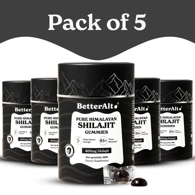 Betteralt Pure Shilajit Gummies | Himalayan Superfood | Lab-Tested | Helps Improve Strength & Stamina | 60N | Dietary Supplement